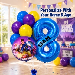 Fortnite PERSONALIZED Name & Single Digit Balloon Bouquet